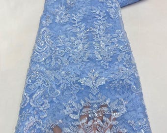 Fully beaded sequin lace fabric, sparkly sequin mesh fabric, dress fabric, mesh tulle fabric, sparkly beaded fabric by the yard