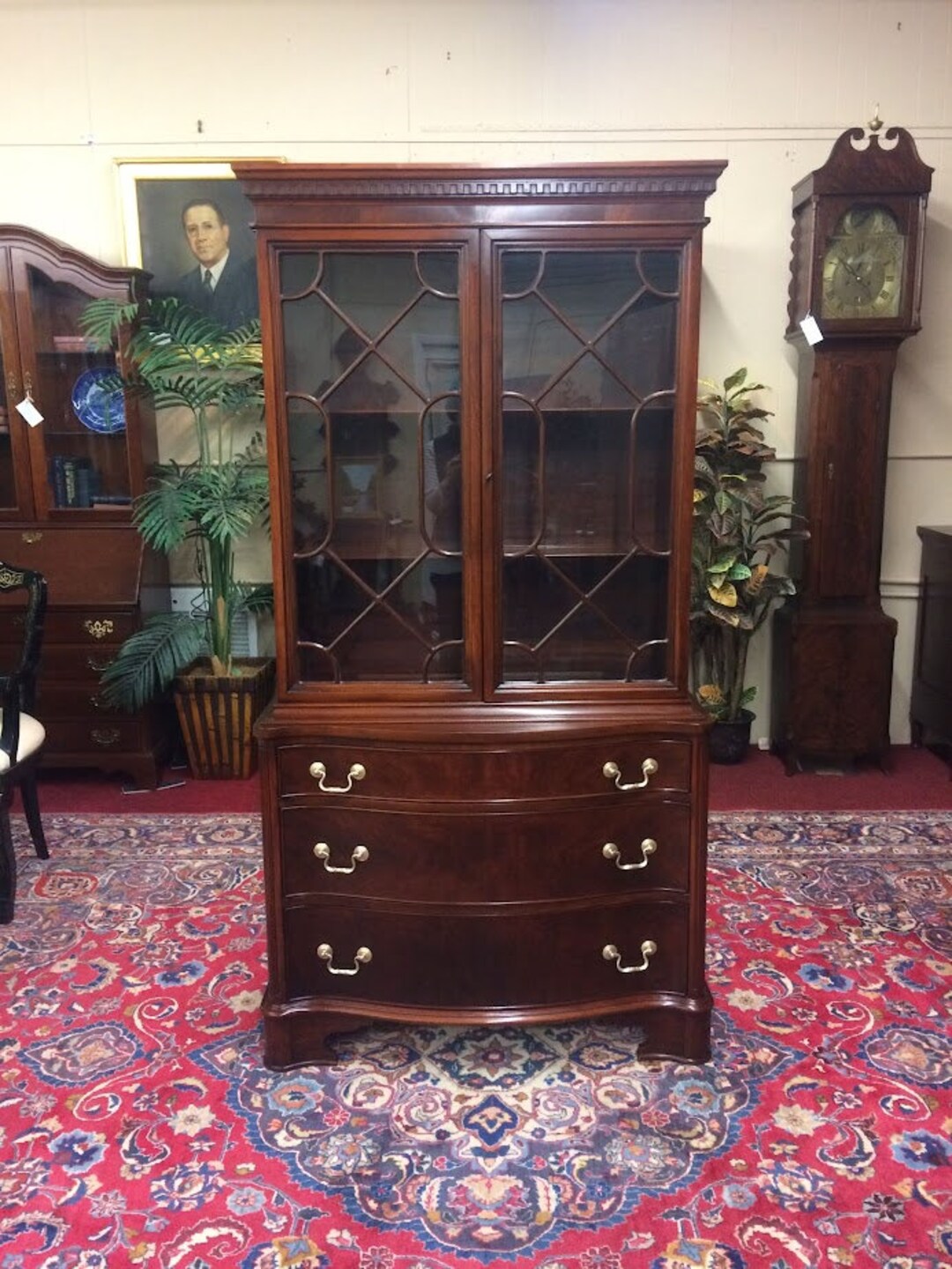 Vintage Mahogany China Display Bookcase Etsy