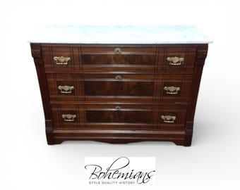 Antique Marble Top Dresser, Victorian Dresser