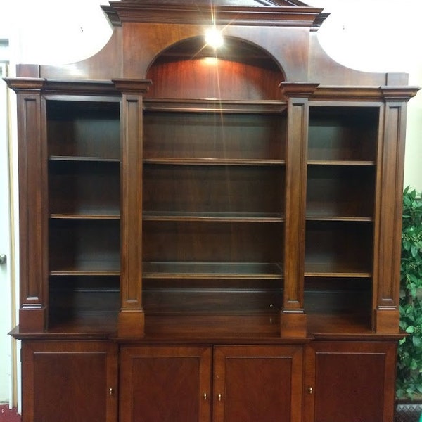 Vintage Bookcase Cabinet, Lighted Bookcase Cabinet, Federal Style Cabinet, Storage Cabinet, Display Cabinet (two piece)