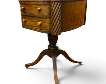 Antique Two Drawer Table, Mahogany and Cherry Antique Accent Table