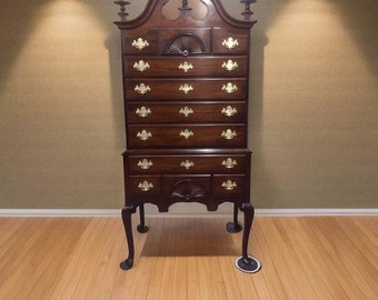 Vintage Highboy Chest - High Queen Anne Chest of Drawers - Kindel Furniture