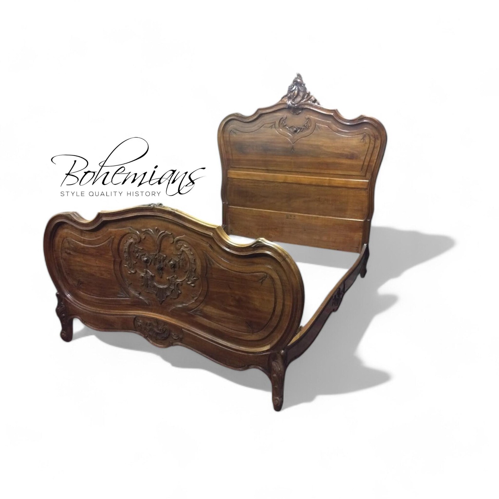 Antique French Style Bed, Walnut Bed French, Double Size Bed, Historic ...