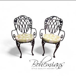 Vintage Metal Garden Chairs: Hollywood Regency Patio Pair