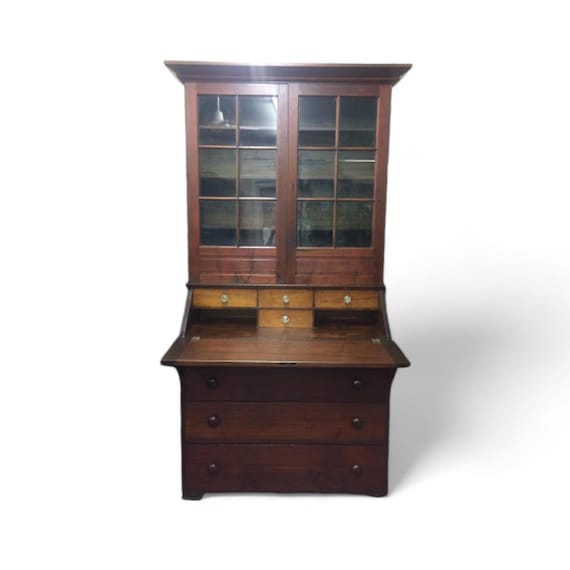 Antique Walnut Secretary Desk Early American Desk Primitive Desk two Piece With Bookcase Top Antique Desk Farmhouse Traditional Etsy