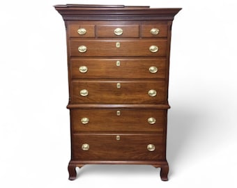 Vintage Mahogany Highboy Chest: Federal Style Dresser