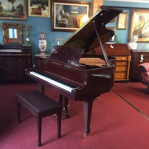 Baby Grand Piano, Dark Finish Piano and Stool, Vintage Cristofori Piano, Elegant Piano