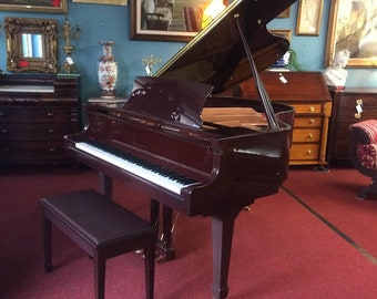 Baby Grand Piano, Dark Finish Piano and Stool, Vintage Cristofori Piano, Elegant Piano