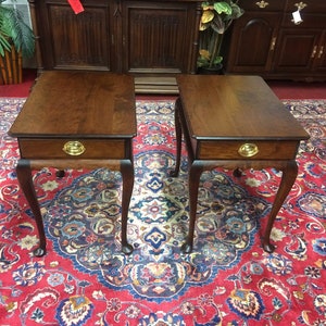 Statton End Tables, Pair of Matching End Tables, Lamp Tables, Side Tables, Statton Furniture, Cherry Queen Anne End Tables