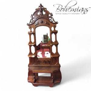 Antique Victorian Walnut Étagère with Mirror: Display Shelves, Circa 1880