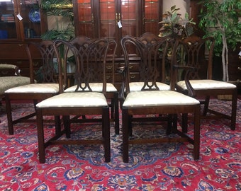 Vintage Dining Chairs, Chippendale Style, Set of Six