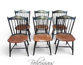 Hitchcock Dining Chairs, Set of Six, Vintage