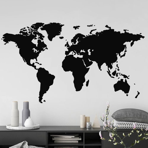 LARGE World Map Wall Decal Sticker 7ft X 3.47ft Vinyl Wall Etsy