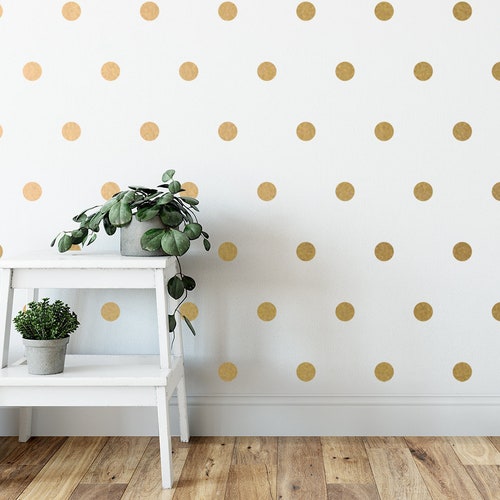 100 Gold Polka Dots Wall Art Sticker Set Removable Vinyl Etsy