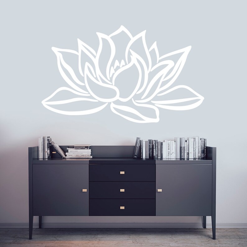 Lotus Flower Wall Art Sticker Modern Spiritual Room Decor Etsy