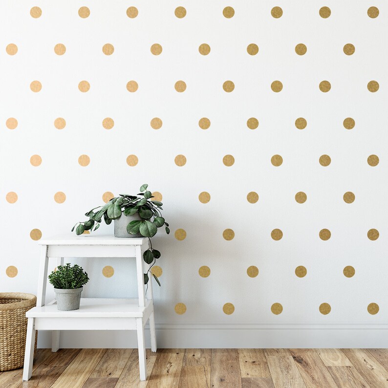 100 Gold Polka Dots Wall Art Sticker Set Removable Vinyl Etsy