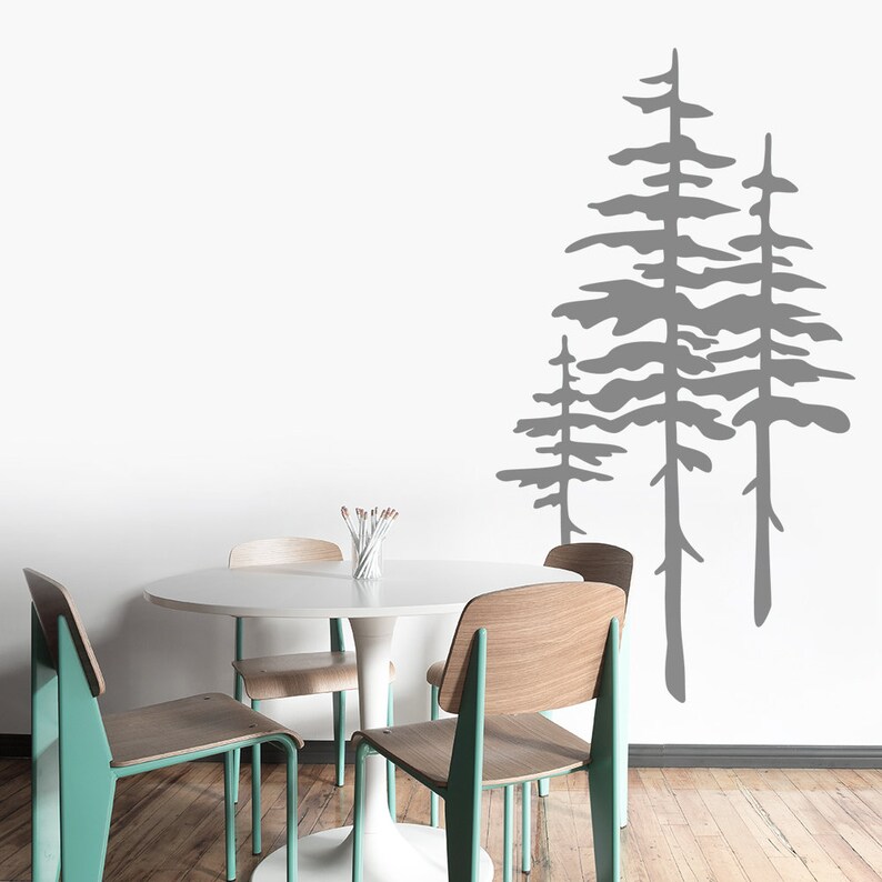 Pine Tree Wall Art Sticker Modern Nature Room Decor Etsy UK