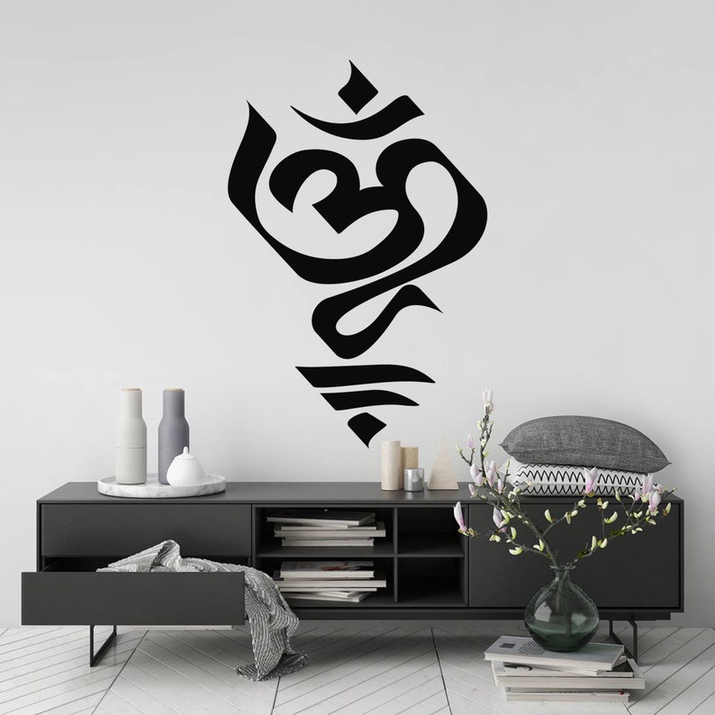 om wall art sticker spiritual room decor buddhist symbol | etsy