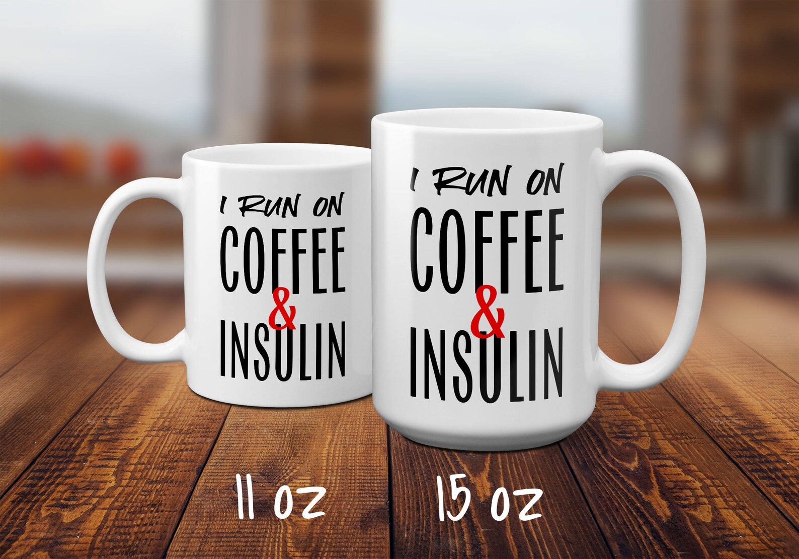 Diabetes Gift, Diabetes Mug, Funny Diabetes Gift, I Run on Coffee and