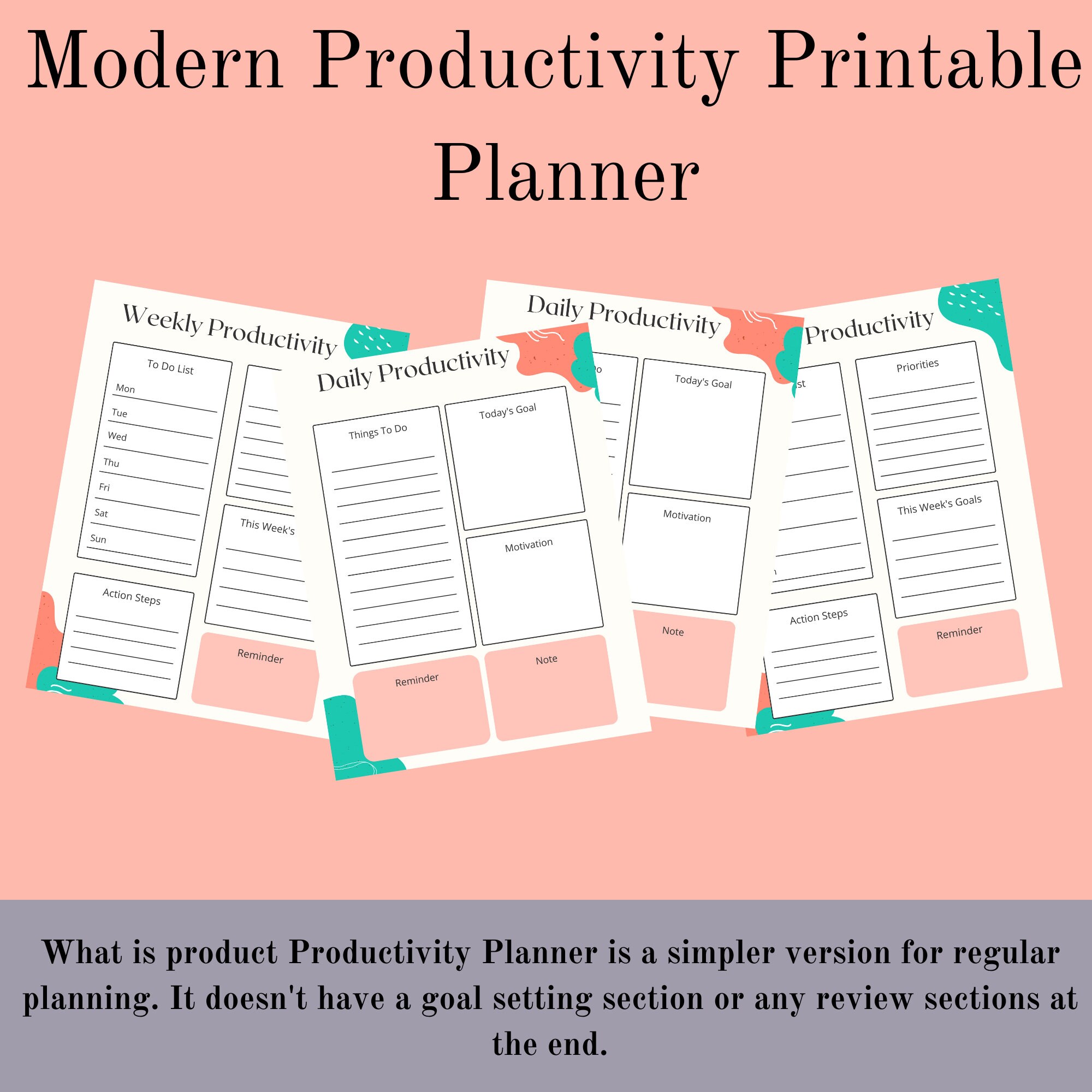Productivity Planner Printable Ultimate Life Journal Binder Daily ...