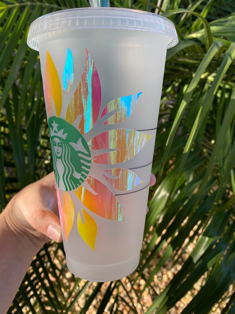 SUNFLOWER Starbucks Cold Cup Sunflower Vinyl Coffee Cup Etsy UK