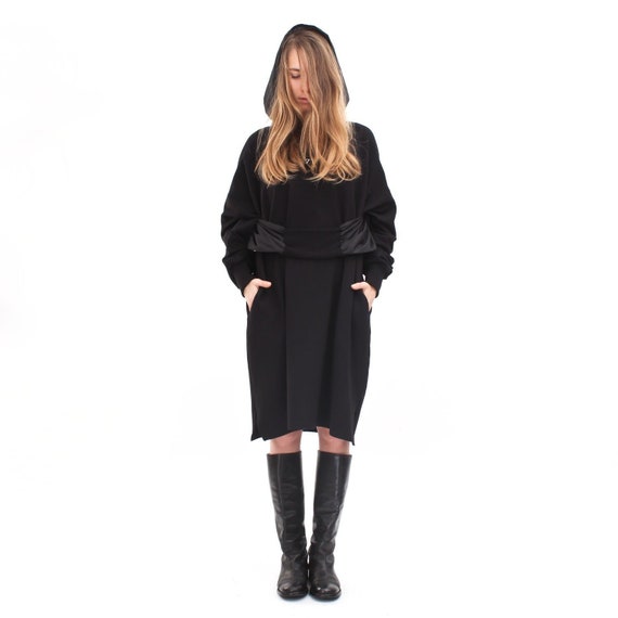 oversized black hoodie dress