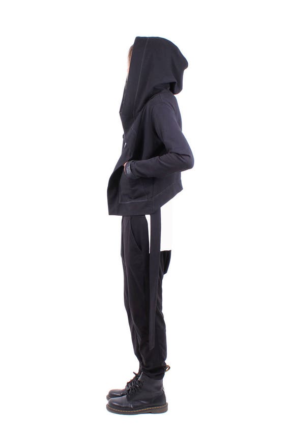 plus size black hooded jacket
