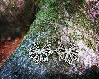 Brass mandala earrings, ethnic earrings, hippie earrings, witch earrings