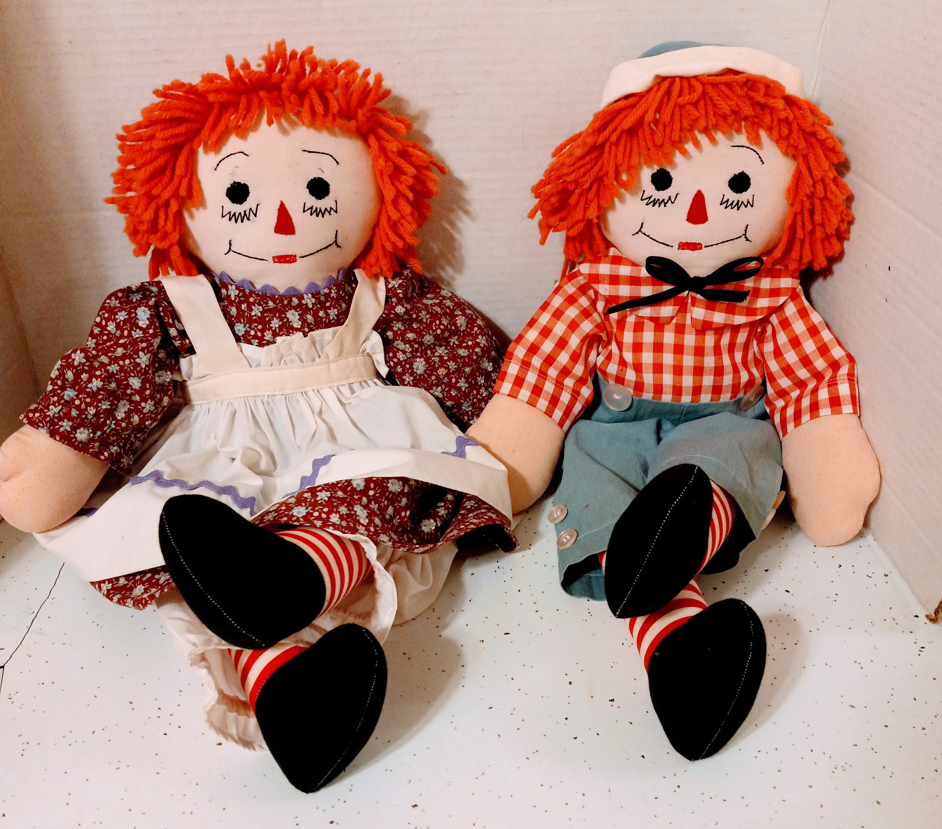 Vintage Handmade Raggedy Ann and Andy Dolls 14 - Etsy