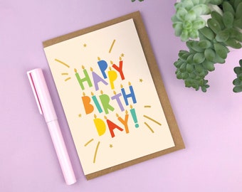 ORO SVENTATO 'Buon compleanno!' Lettere candela A6 Biglietto di auguri / biglietto di buon compleanno / sventato / moderno / biglietti celebrità / per ...