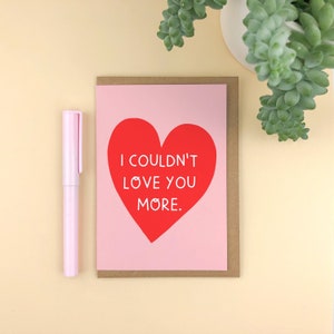 Ik zou niet meer van je kunnen houden. Typografische valentijnskaart / liefdeskaart / jubileum / relatie / punny / schattig / illustratie / modern / hart