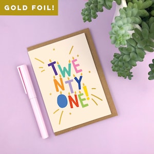 GOUD VERIJDELDE 'TWINTIG!' brief kaarsen A6 21e verjaardag wenskaart / 21e / eenentwintig / 21e kaart / 21e cadeau / voor hem / voor haar /fun