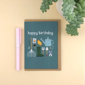 Ferramentas de jardinagem de feliz aniversário A6 cartão de felicitações/cartão de jardinagem/aniversário para ele/pastel/qualidade/cartão moderno/vida no campo/jardim