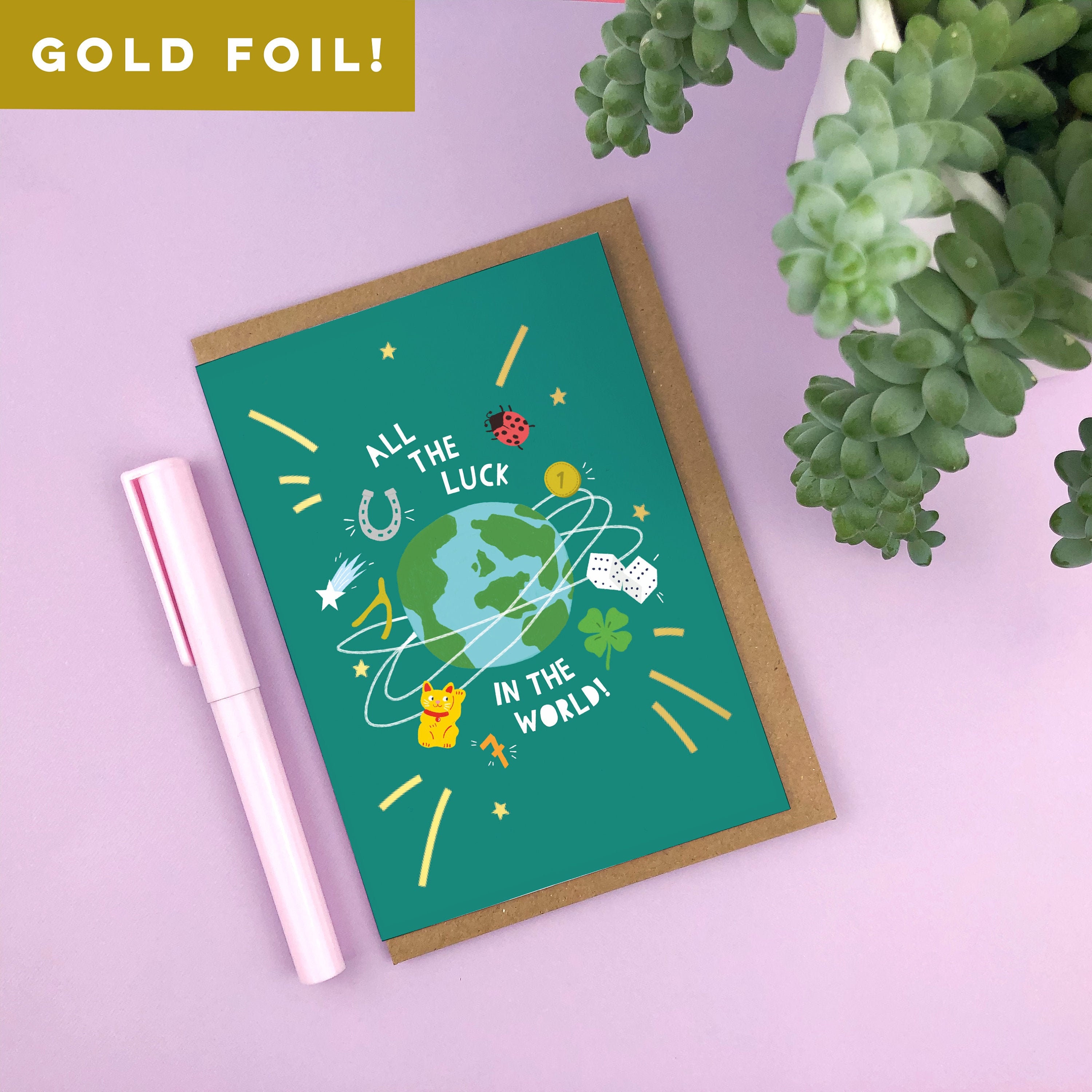 All the Luck in the World! A6 Good Luck Greeting Card / Lucky Charms ...