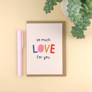 Tipográfico e fofo 'Tanto amor por você' amor/relacionamento dos namorados A6 Cartão de felicitações/para namorado/namorada/marido/esposa