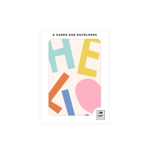 Lot de 8 cartes « HELLO » avec gros texte