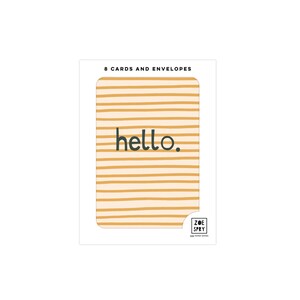 Juego de 8 tarjetas de notas Hello Orange Stripe