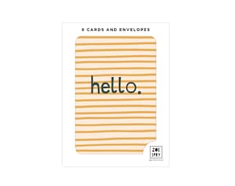 Pack of 5 Very Cute Handmade "hello" Cards With Button and Flower ...