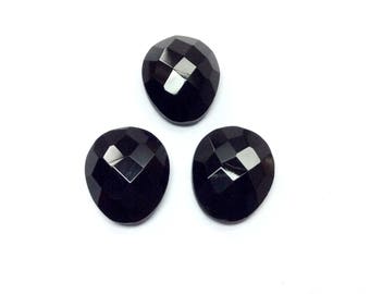 Black onyx faceted gemstone 14 to 15mm