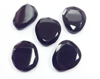 Black onyx faceted gemstone 22 to 23mm
