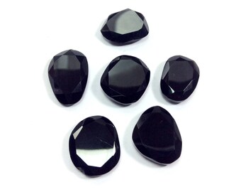 Black onyx faceted gemstone 20 to 25mm