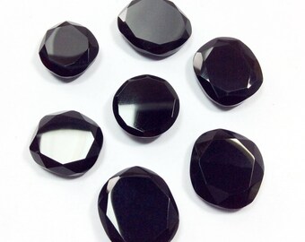 Black onyx faceted gemstone 20 to 26mm