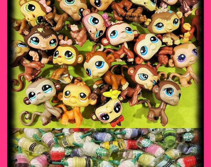 Littlest Pet Shop 3 Vintage LPS Monkeys Lot W/ 2 Starbucks Etsy