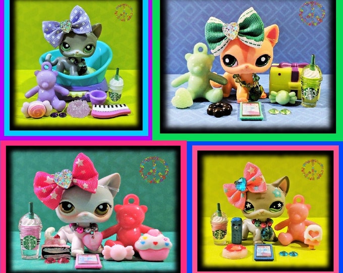Littlest Pet Shop Rare Vintage LPS Shorthair Kitty Cats Accessories