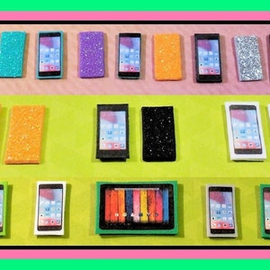 Littlest Pet Shop LPS 2 Pcs Glitter Sparkle Tablet & Phone Custom Accessories Set Lot w/ Gift Bag ~ Many Color Choices!!
