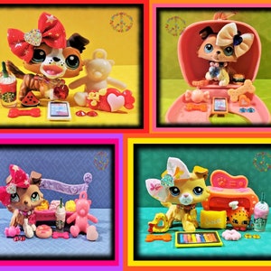 Littlest Pet Shop Rare Vintage LPS Collie Dogs Accessories Sets Lot ~ YOU CHOOSE ~ Tan Sage Paw up #58 Open Mouth #237 Light Brown #1330 ++