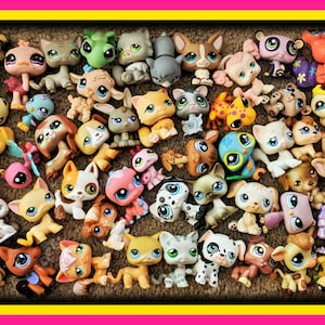 BLEMISHED Littlest Pet Shop Vintage LPS ~ MODERATE Wear ~ 6 Pets Blind Grab Bag Lot w/ at least 1 Dog or Cat +Gift Bag ~ Read Description :)