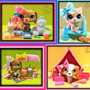 Littlest Pet Shop Rare Vintage Authentic LPS ~ Dachshund King Charles Bulldog Beagle Dog Accessories Set ~YOU CHOOSE~ #325 #1825 #2130 2207+