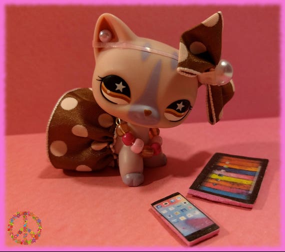 Littlest Pet Shop Pink & Black 5 Pcs Outfit Skirt Bow Jewelry & LPS Accessories 