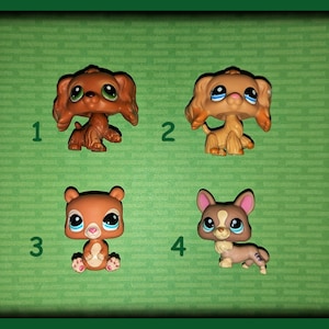 Littlest Pet Shop ~ Authentic Vintage LPS ~YOU CHOOSE~ Cocker Spaniel #252, Corgi Dogs w/ Bow Necklace Earrings Accessories Set + Gift Bag!